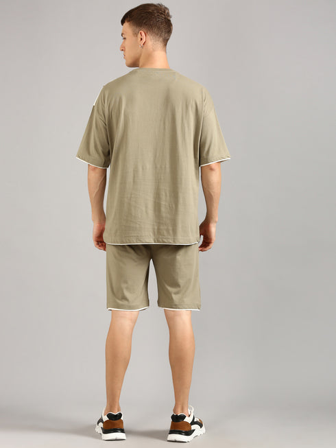 Olive Printed Relaxed Fit Co-Ords Set